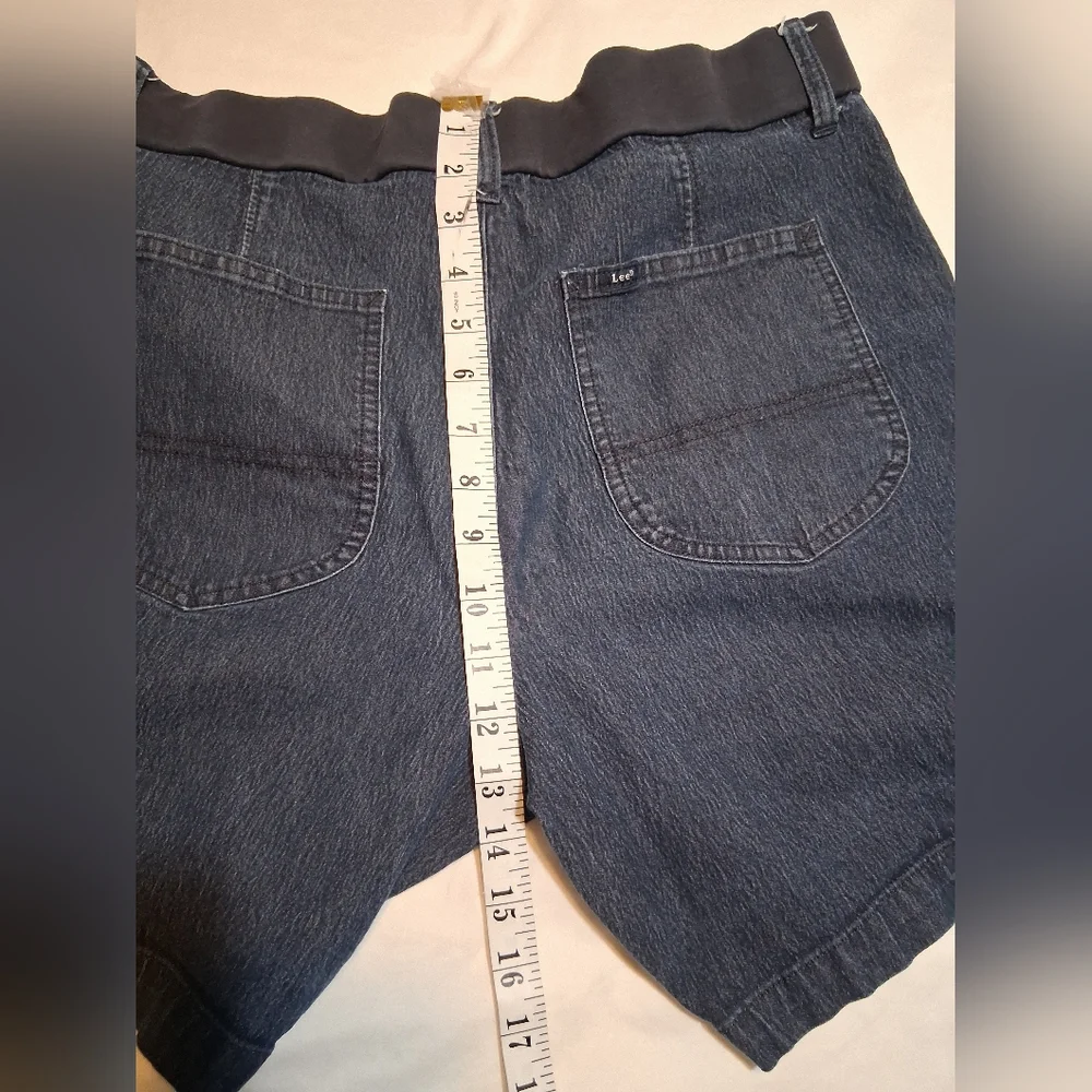 Lee High Rise Side Elastic Medium Denim Shorts Dark Wash Women's 12 Summer